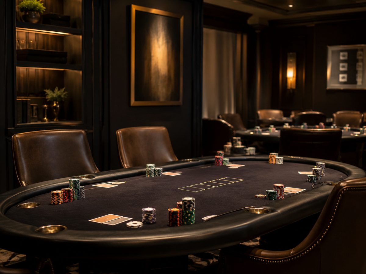 Mesas preparadas para um torneio de póquer